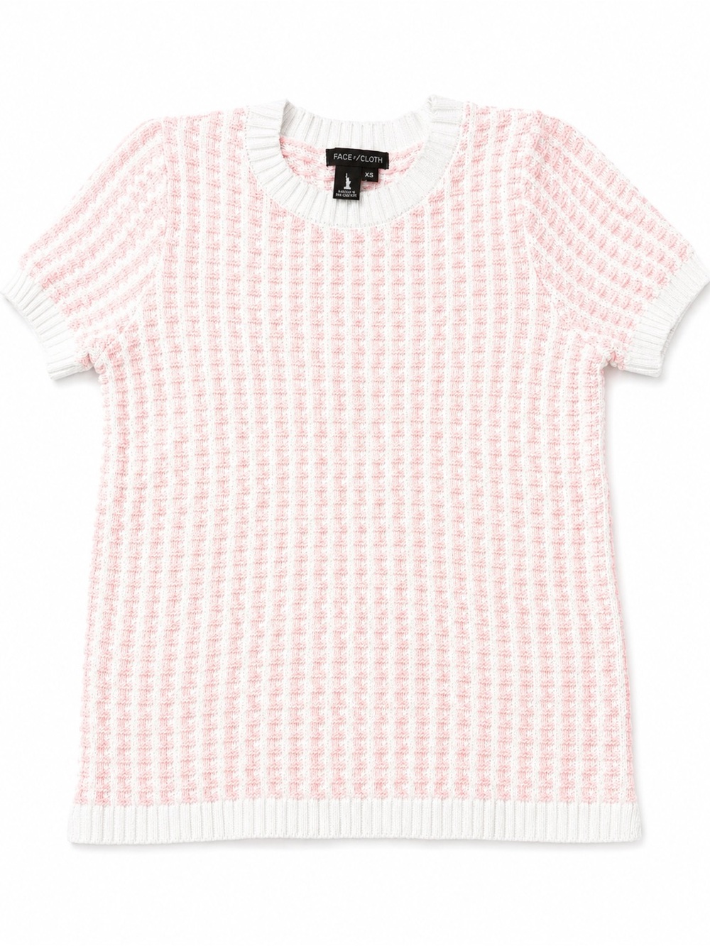 Peace of Cloth Pink & White Knit Short Sleeve Top